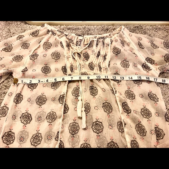 Mudd Boho Peasant Top SS Jrs Size L Multi - Picture 6 of 8